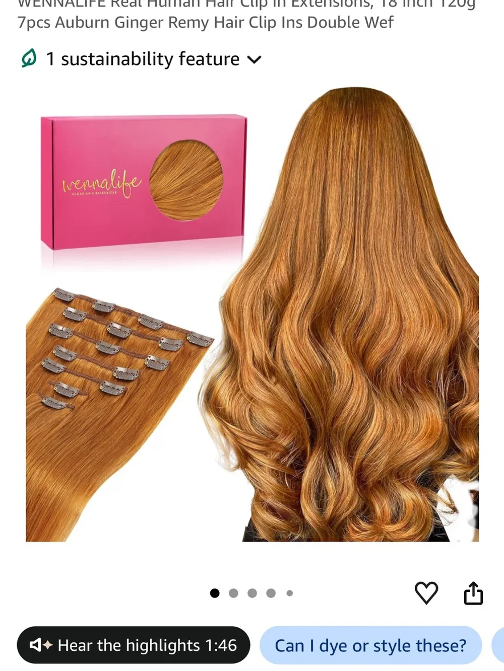 Wennalife Warm Auburn Clip-In Remy Hair Extensions
